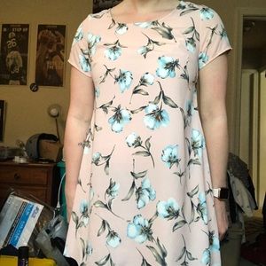 Pale pink floral swing dress